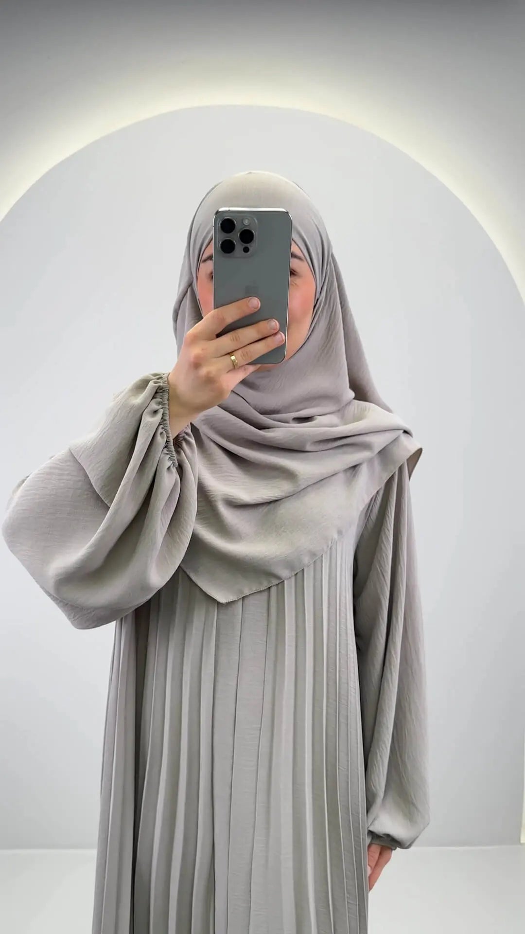 Hifaya Abaya Set mit Khimar Taupe