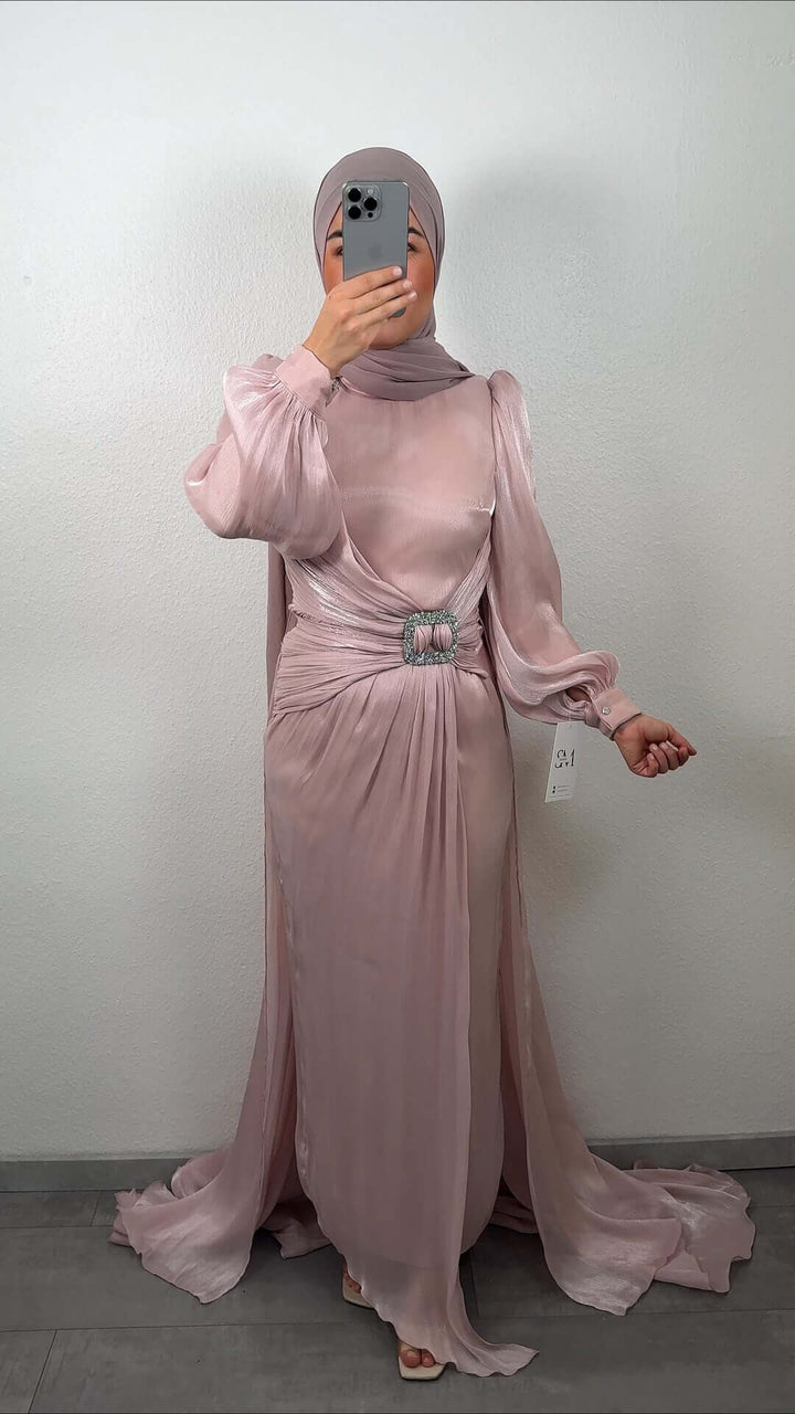 Nur vestido de noche rosa