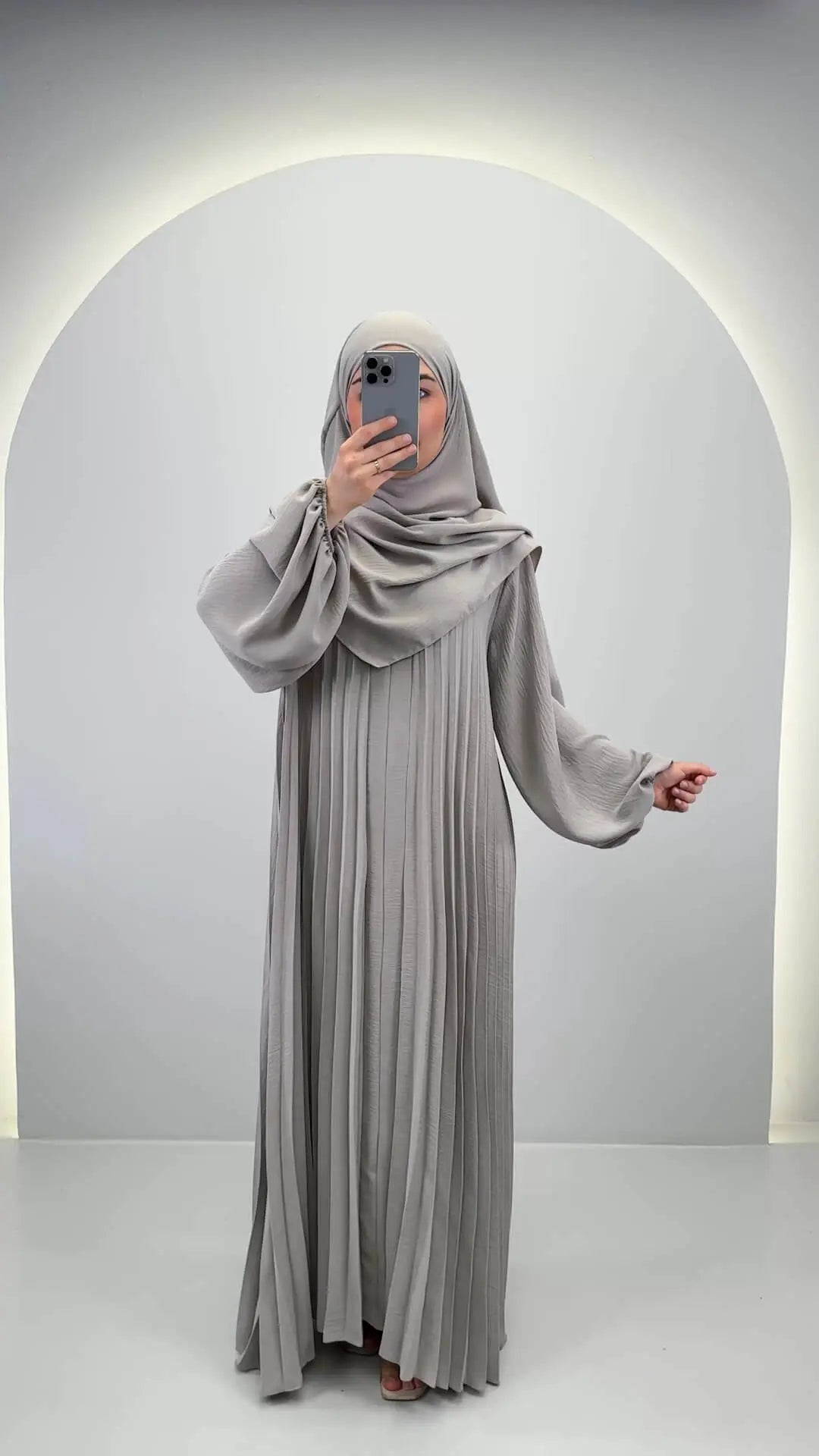 Hifaya Abaya Set mit Khimar Taupe